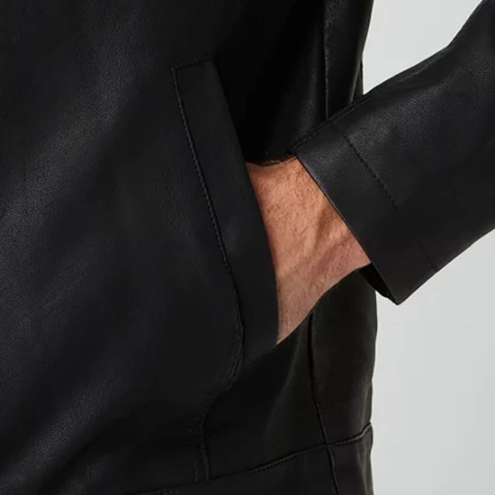 Solid Ανδρικό δερμάτινο jacket